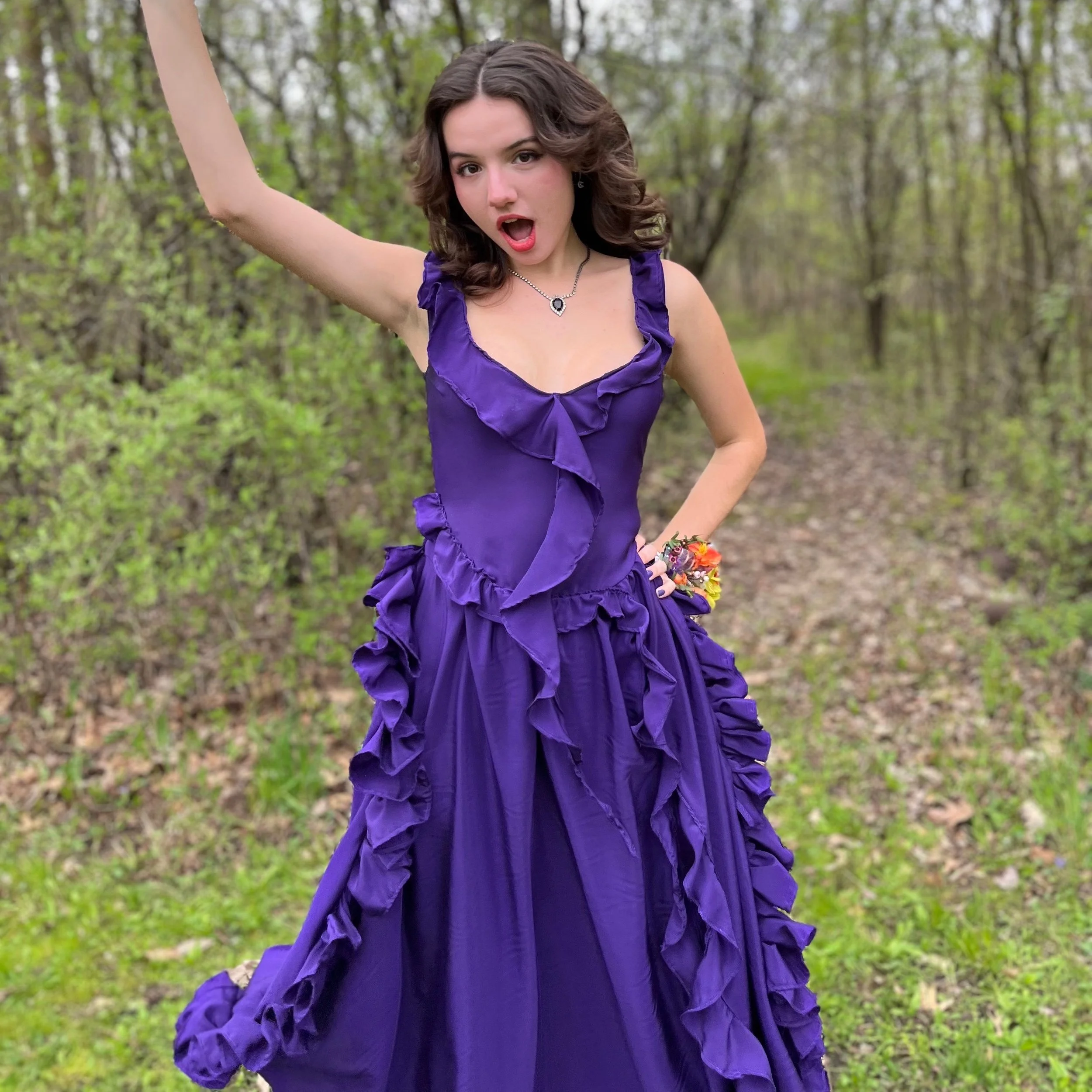 Purple Silk Ruffle Dress — SIDRA SUNDBERG
